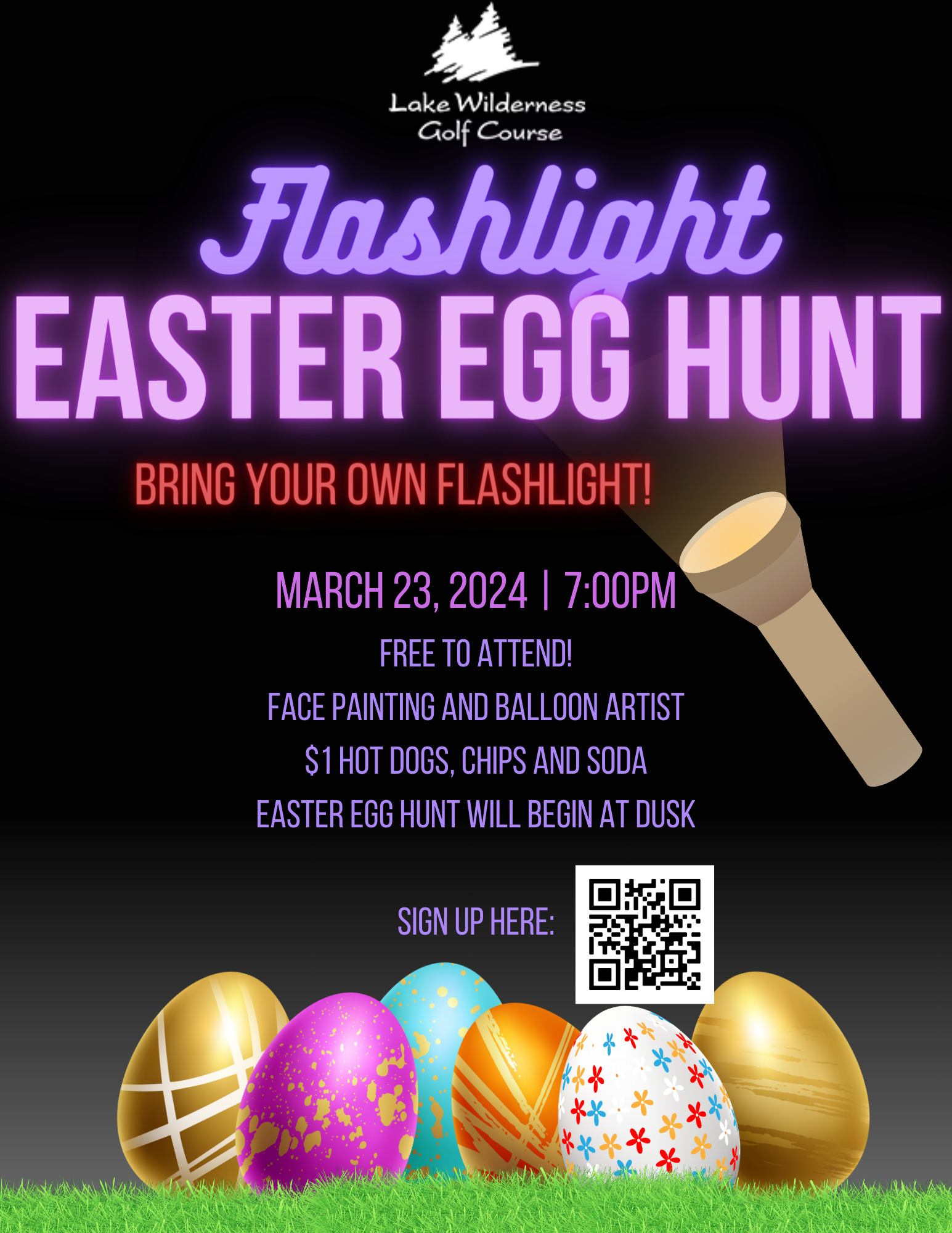 Lake Wilderness Flashlight Easter Egg Hunt Flyer